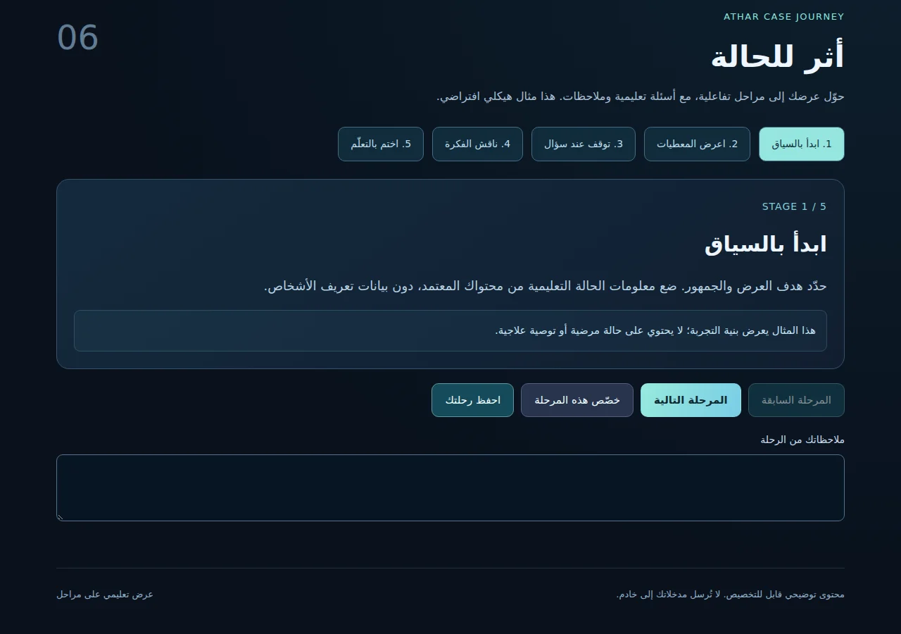 لقطة من نموذج أثر للحالة